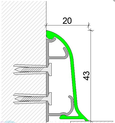 Пример схемы монтажа алюминиевого плинтуса с кабель каналос