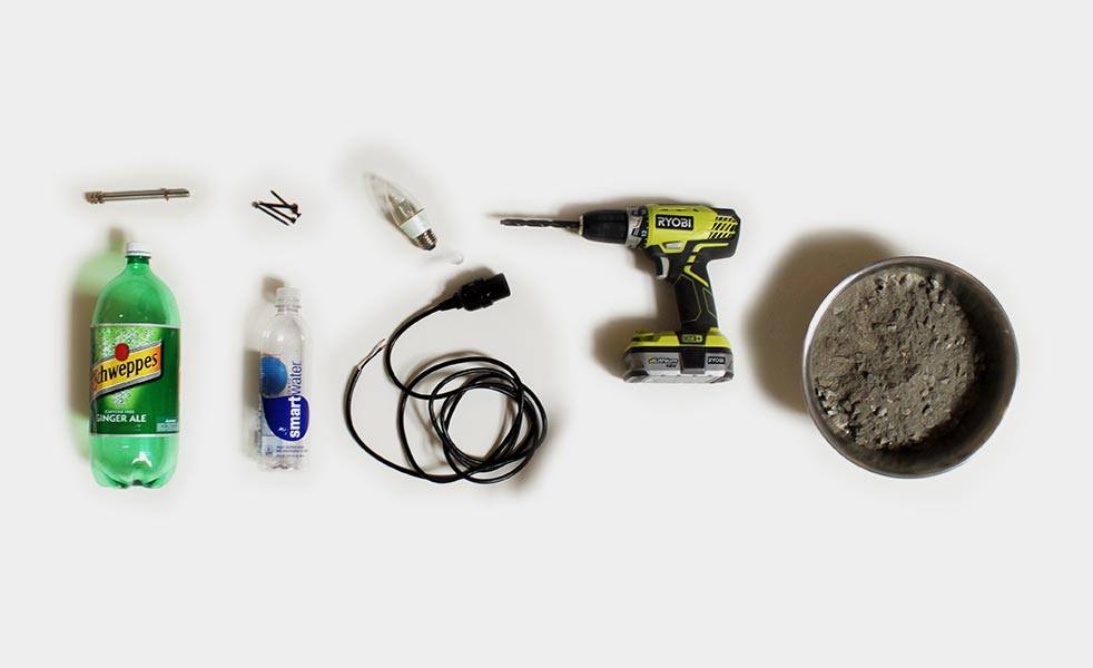 Необходимые инструменты и материалы для изготовления подвесного светильника из бетона